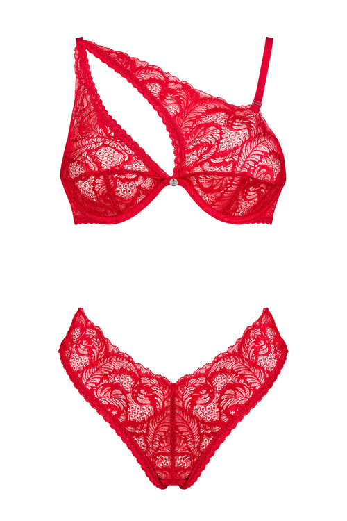 Obsessive Atenica 2-pcs set Nocna komplet biustonosz + figi, czerwony