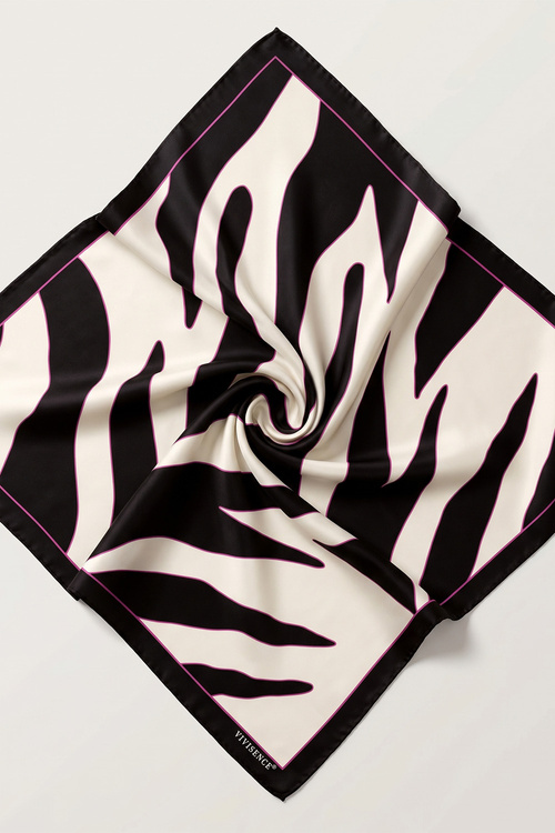 Vivisence S65-003 apaszka jedwabna ze zwierzęcym wzorem czarny/biały/zebra