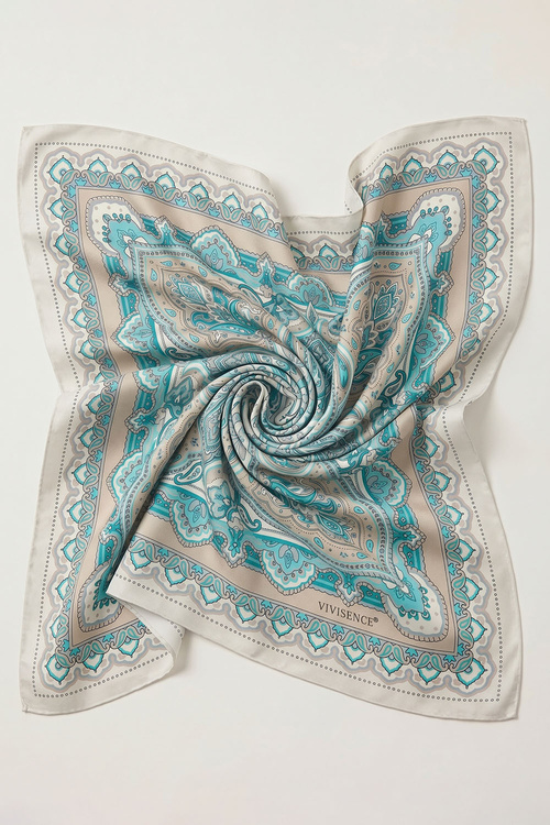 Vivisence S90-001 apaszka jedwabna paisley turkusowy/beżowy