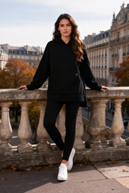 Vivisence 9106 legginsy prążkowane z bawełny czarny