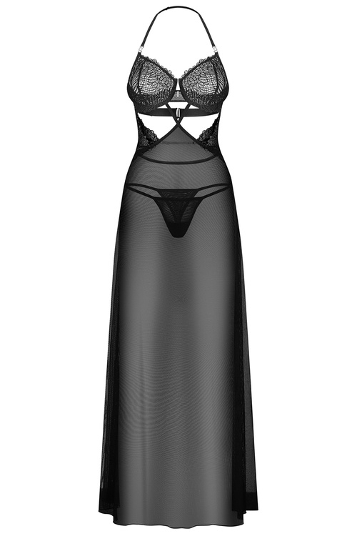 Komplet koszulka + stringi Obsessive Iliosa chemise czarny