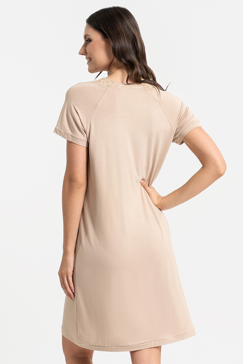 Moraj PDK3500-009 MAXI koszula nocna bambusowa z koronką beige
