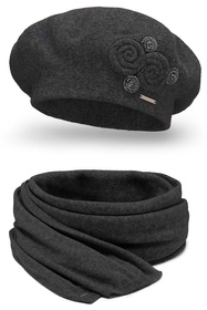 Vivisence 7037Kmpl Komplet beret+szalik, ciemnoszary