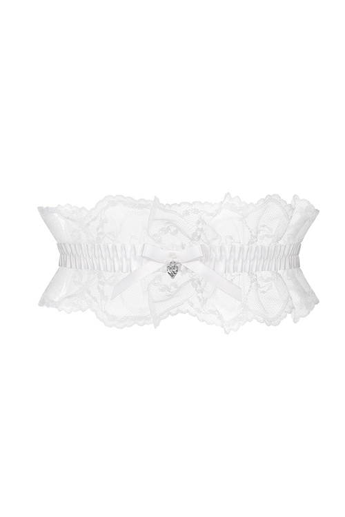 Obsessive Weddya garter podwiązka koronkowa z kokardką white