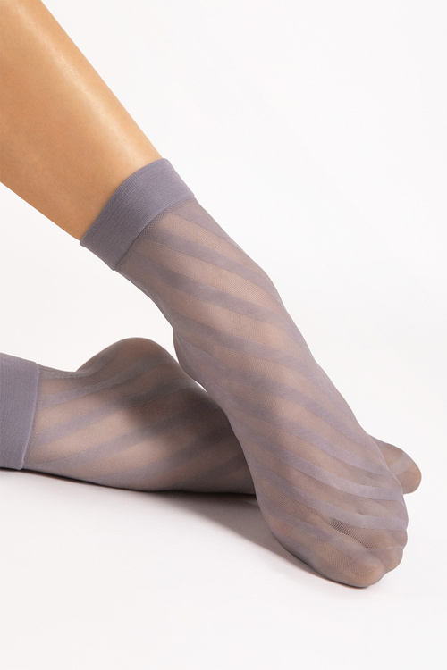 Fiore Riga 20 DEN skarpetki z ukośnymi pasami, light grey