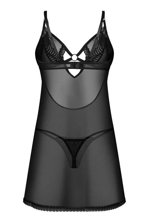 Komplet koszulka + stringi Obsessive Alliane chemise & thong black