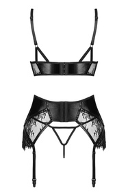 Komplet biustonosz + stringi + pas do pończoch Beauty Night Leonela set BN6739 black