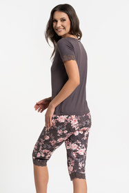 Moraj PDD4900-028 piżama z dekoltem V i spodniami 3/4 patt 1-taupe