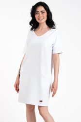 Sukienka klasyczna Italian Fashion Karina tunika kr.r. biały