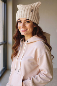 Czapka z uszami kota Vivisence 70117 beżowy