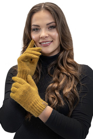 Komplet czapka+komin+rękawiczki Vivisence 7014 Kmpl+R ciemny żółty