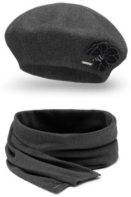 Vivisence 7036Kmpl Komplet beret+szalik, ciemnoszary