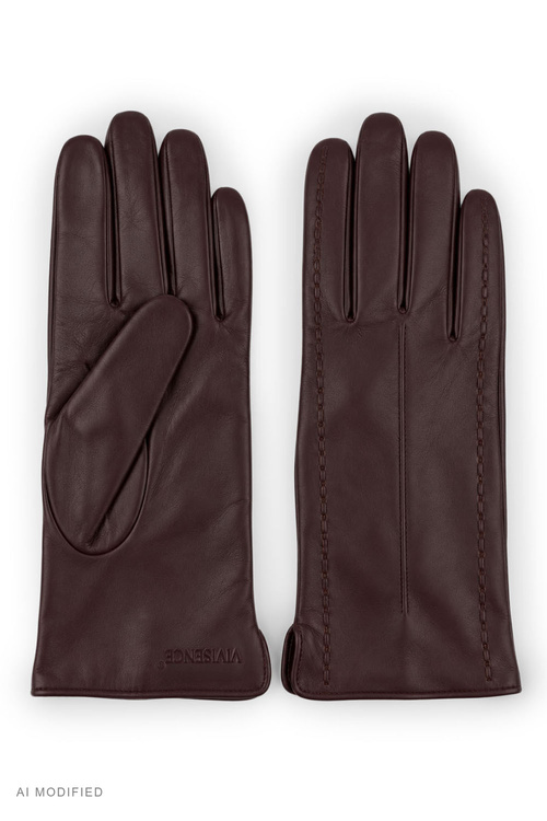 Vivisence 7209 rękawiczki skórzane z wełnianą podszewką, dark brown