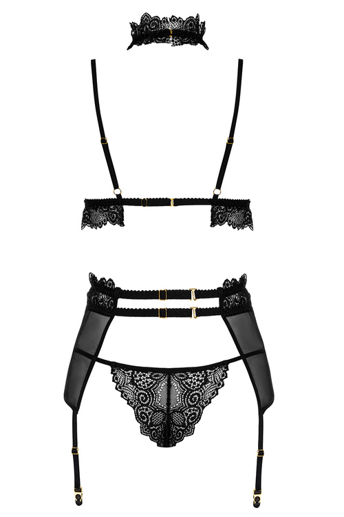 Beauty Night Velvet Sin komplet z pasem do pończoch black