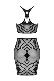 Nocna komplet top + spódnica Obsessive K101 top & skirt czarny