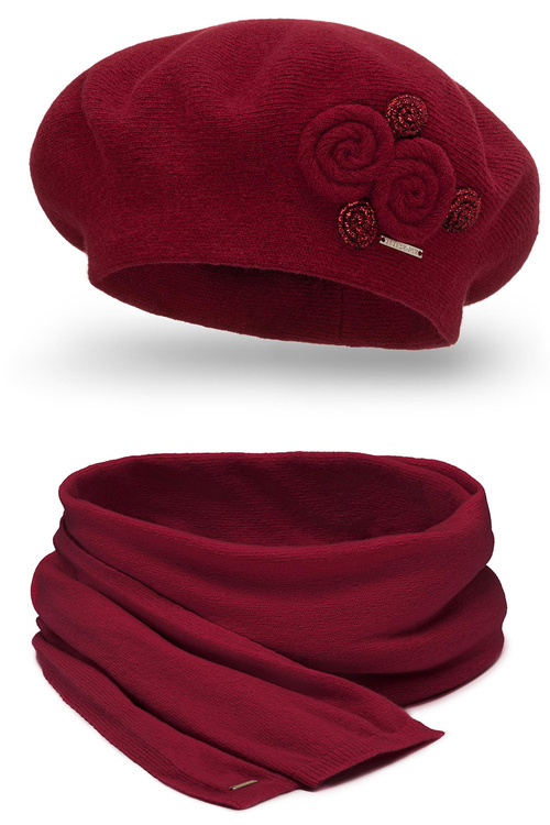 Vivisence 7037Kmpl Komplet beret+szalik, bordowy
