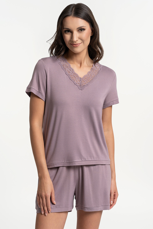 Moraj PDD4400-016 piżama bambusowa z koronkowym dekoltem purple