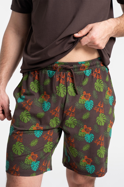 Moraj PDM3700-004 piżama męska tropikalny wzór brown