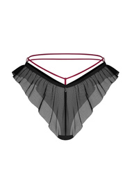 Obsessive Parisel panties figi z falbanką i paskami, bordo-czarny