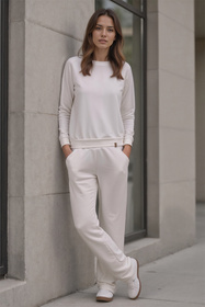 Vivisence 9004 bluza nierozpinana z okrągłym dekoltem biały
