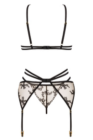 Komplet biustonosz + stringi + pas do pończoch Beauty Night Aisha set BN6691 black