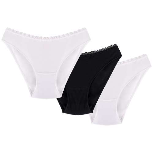 Wol-Bar Soft Cute 3-pak Majtki figi, biały-biały-czarny