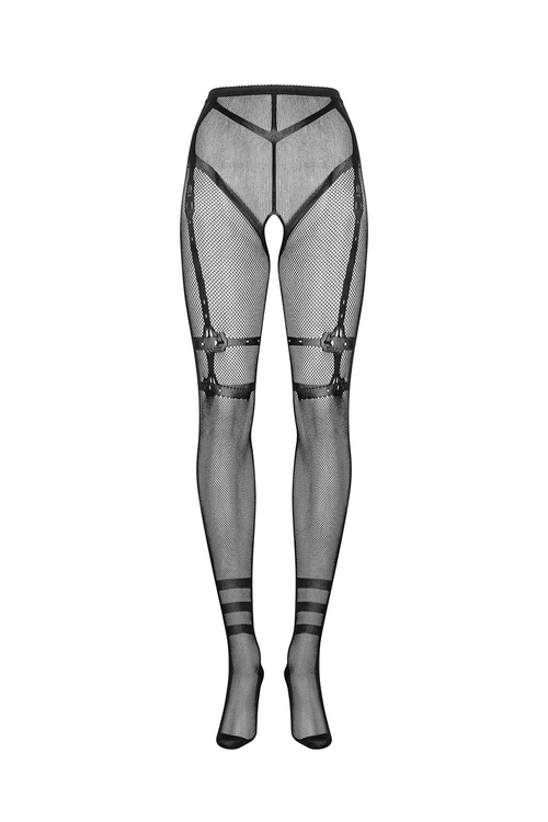 Wyrób pończoszniczy rajstopy Obsessive Crotchless Tights S123 czarny