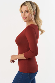 Babell Manati klasyczna bluzka z rękawem 3/4 marsala