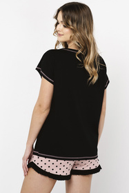 Nocna piżama Italian Fashion Buscato kr.r. kr.sp. czarny/druk