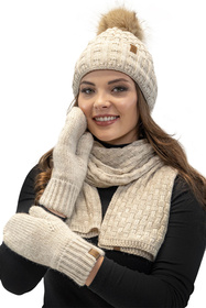 Rękawiczki dzianinowe z 1 palcem Vivisence 7015R beżowy