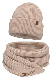Komplet czapka+szalik Vivisence 70113Kmpl beżowy