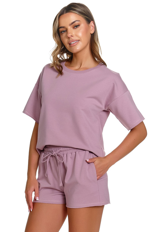 Doctor Nap SET.7450 komplet piżamowy top i szorty misty rose