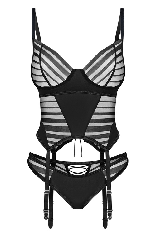 Obsessive Lune Bellis gorset ze stringami sznurowany black