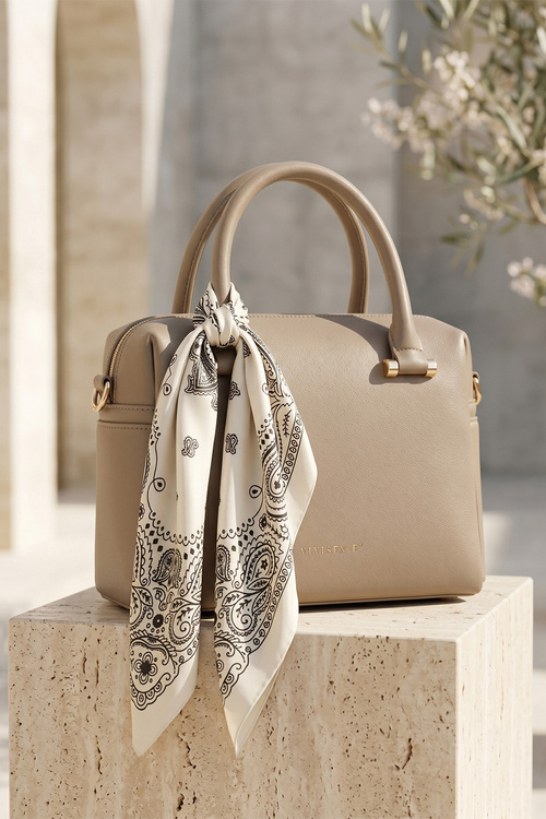 Vivisence S65-017 apaszka jedwabna paisley beżowy/czarny