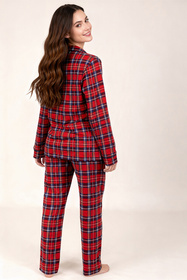Vivisence 2067 piżama koszulowa w kratę czerwony-krata
