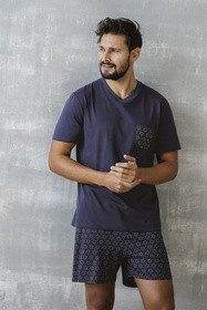 Nocna piżama Italian Fashion Diaz kr.r. kr.sp. granat/druk