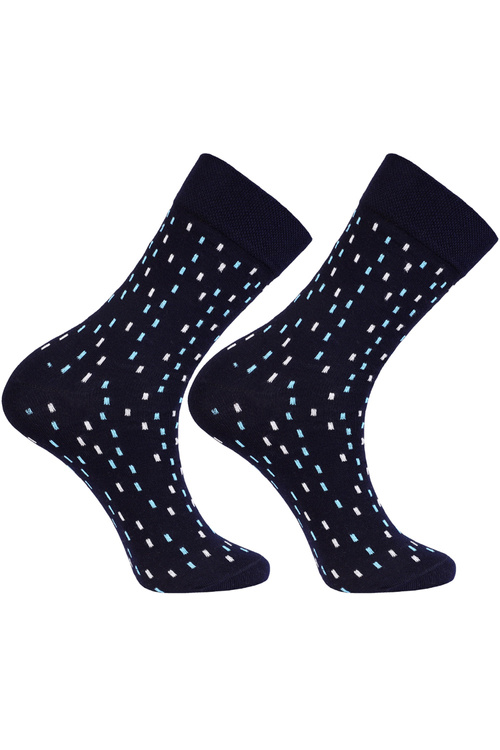 Skarpety Moraj CML400-015 patt 2-navy/prostokąty