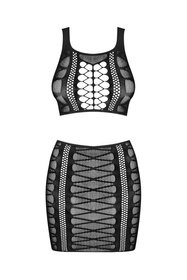Nocna komplet top + spódnica Obsessive K102 top & skirt czarny 