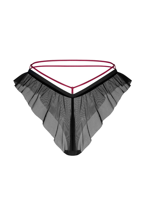 Obsessive Parisel panties figi z falbanką i paskami, bordo-czarny