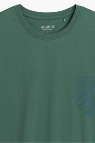 Atlantic NMP-410 piżama męska z długim rękawem Peach Effect, zielony/granat