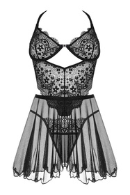 Komplet koszulka + stringi Beauty Night Dark Mirage chemise BN6744 black