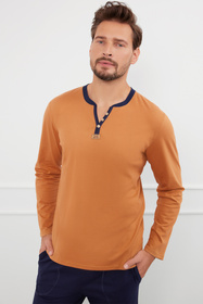 Piżama Italian Fashion Juliusz dł.r. dł.sp. koniak/granat