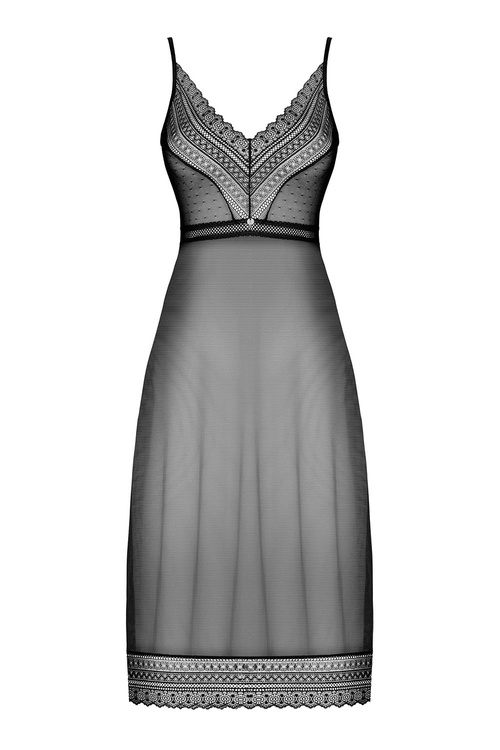 Obsessive Estiqua long chemise Nocna koszulka, czarny