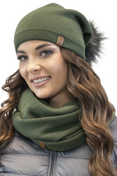 Komplet czapka+komin Vivisence 70105Kmpl zielony