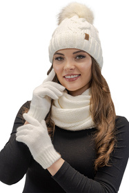 Vivisence 7014R Rękawiczki dzianinowe, ecru