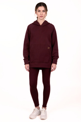 Vivisence 9207kmpl komplet bluza z kapturem, prążkowane legginsy bordowy
