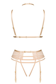 Komplet biustonosz + stringi + pas do pończoch Beauty Night Noemi set BN6723 nude