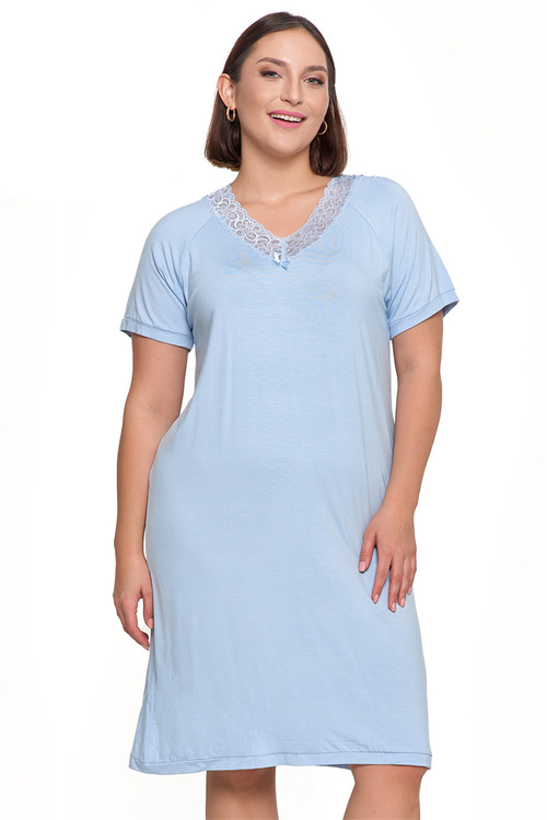 Moraj PDK3500-009 koszula nocna bambusowa z koronką blue