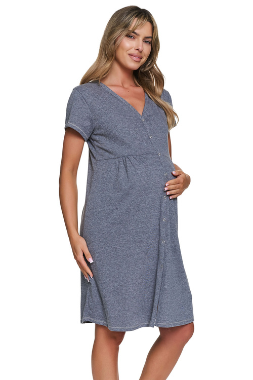 Doctor Nap TCB.7547 Koszula nocna na zatrzaski z krótkim rękawem, dark grey