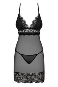 Obsessive Renelia chemise Nocna komplet koszulka + stringi, czarny